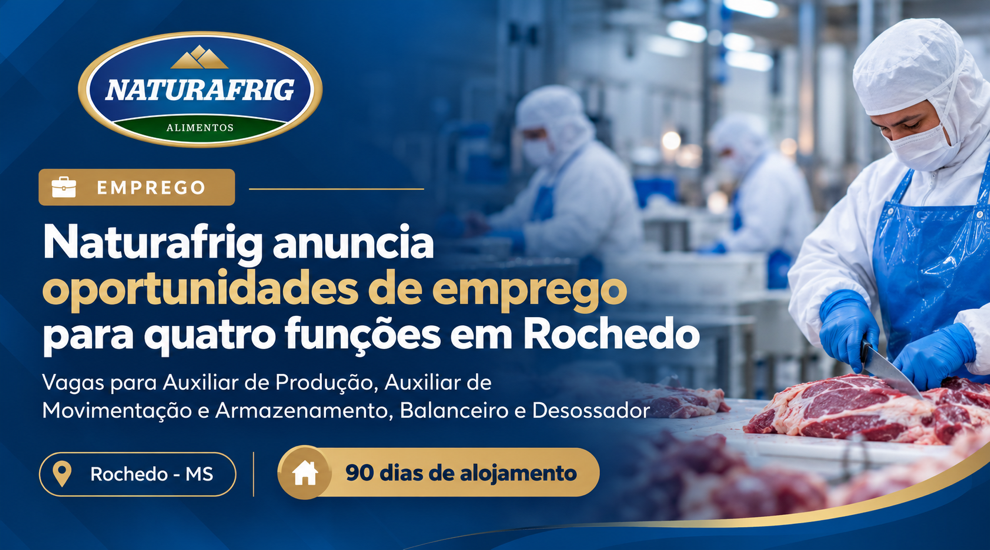 Naturafrig anuncia oportunidades de emprego em Rochedo
