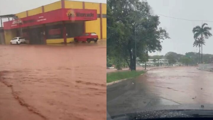 Temporal provoca alagamentos em vários pontos de Campo Grande, deixa carro ilhado e invade comércio